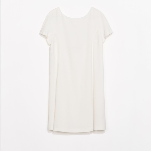 Zara Basics White Bow Detail Shift Dress NWT Sz Small - Picture 4 of 13